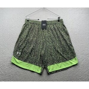 Under Armour Athletic Shorts Mens Large Loose Fit Black Green Gym Running Train